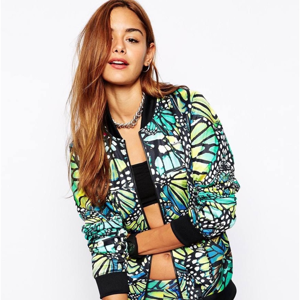 Adidas Original Blue & Green Butterfly Tracksuit Jacket